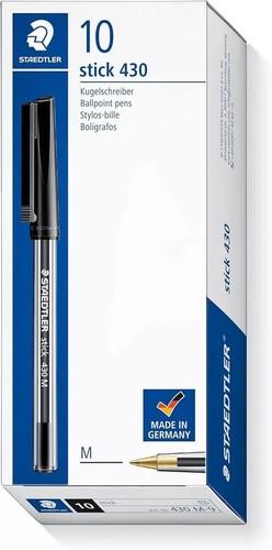 STAEDTLER Stick 430 Ballpoint Pen Medium Set of 10 Black - Picture 2 of 7