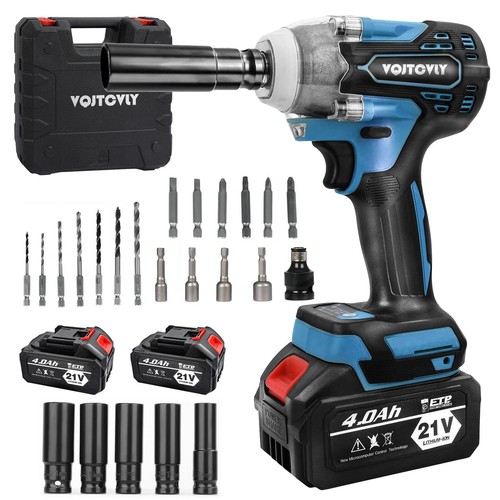 Brushless impact driver, 21V Cordless impact wrench 1/2 Inch, 2 × 4.0Ah impact