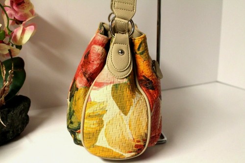 St. John's Bay Shoulder Bag Purse Floral Woven used once 3 zippered entry - Picture 6 of 9