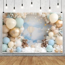 Balloon Backdrop 1st Birthday Party Baby Shower Bear Background Photo Studio