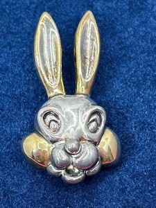 Authentic Silver & Gold-Plated Bunny Rabbit Brooch Pendant signed mj