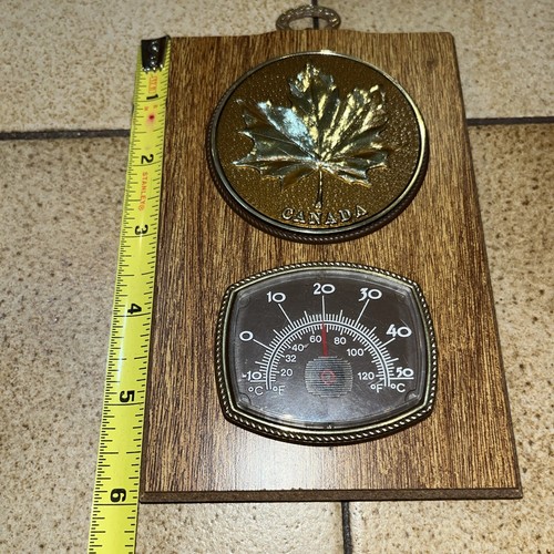 Termómetro placa de pared Canadá hoja de arce, madera, 6”x4” funciona muy bien marrón Celsius - Imagen 6 de 8