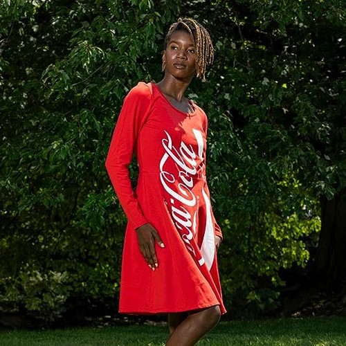 Womens Coca Cola Red Skater Dress Halloween Themed Party Cosplay Costume - Picture 7 of 12