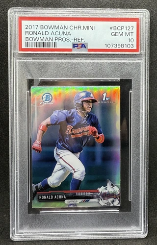 Ronald Acuna Jr. 2017 Bowman Chrome MINI REFRACTOR PSA 10 GEM MINT 1st Bowman