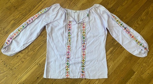 1960s Alice Stuart HIPPY BOHO Top.tunic.lavender,puff Sleeve medium.union Made - Picture 3 of 10