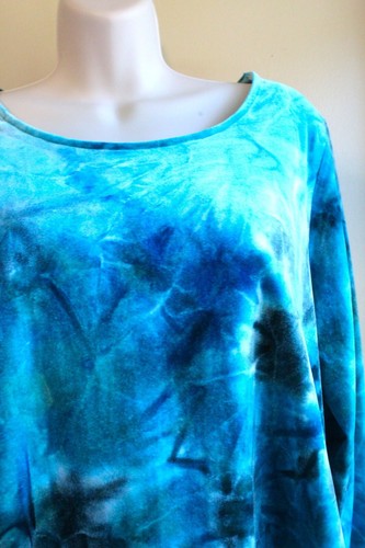 Cozy Tie Dye Velour Tunic Womens 1X Plus Cotton Nylon Knit LS Caffe Marrakech - Picture 3 of 5