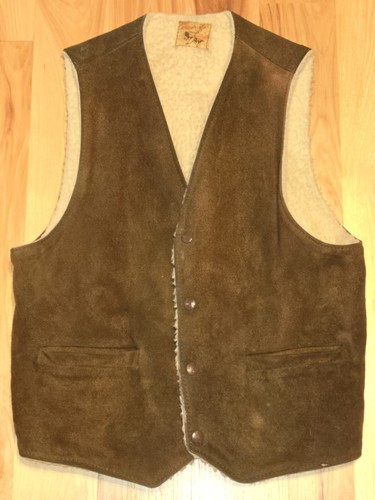Vintage 1950s Bay River Of San Jose Suede Sherpa Western Ranch Wear Vest - Picture 4 of 7