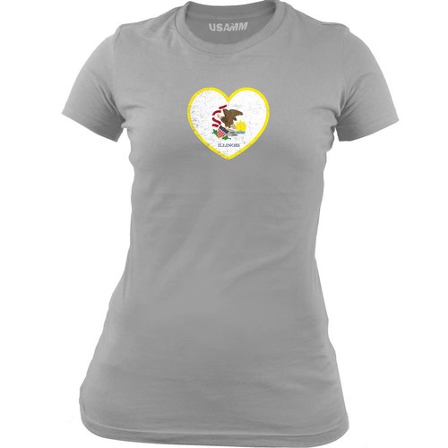 Original Ladies Illinois Heart State Flag T-shirt - Picture 5 of 6