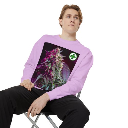 Unisex Garment-Dyed Sweatshirt with Medical Cannabis Design w/ Rasta Back - Picture 27 of 27