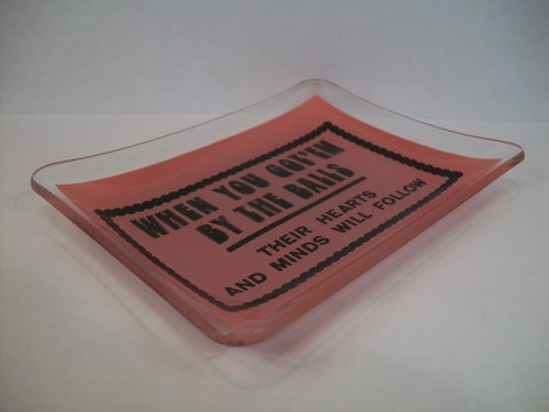 Vintage 70's Glass Trinket Jewelry Dish/Tray "When You Got 'Em By The Balls,.... - Picture 3 of 6