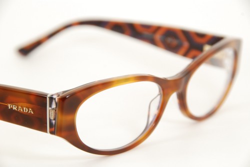 Authentic Prada VPR 03P MAU-1O1 53mm Havana on Tribal Print Cat Eye Glasses Itay - Picture 4 of 7