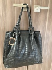 Roger Vivier Black Matte Crocodile Handbag Bag Purse Tote Large Made In Italy