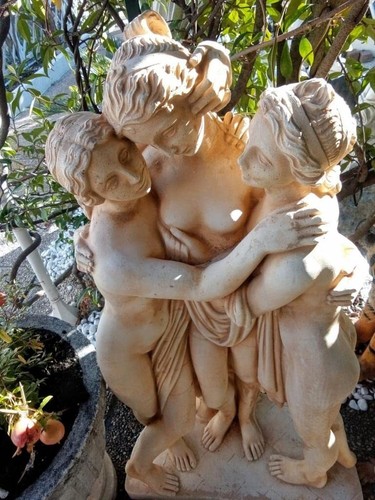 Fanuli Manufatti Statua scultura delle "Tre Grazie" di Canova in cemento bianco - Foto 6 di 6