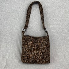 Vintage Saks Fifth Avenue Purse Italy Leopard Velour Animal Print Shoulder Bag