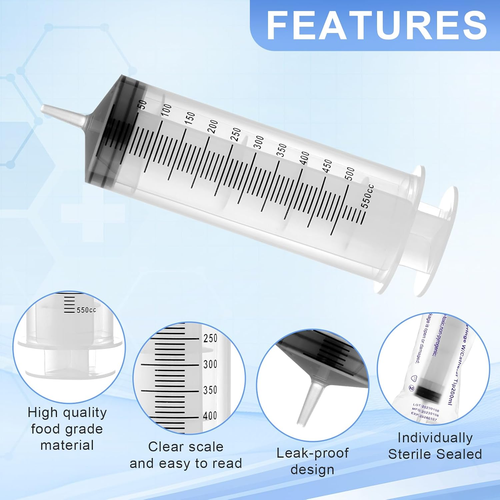 500Ml Large Syringes, Individually Sterile Sealed Plastic Syringe for Liquid, Sc - Picture 3 of 12