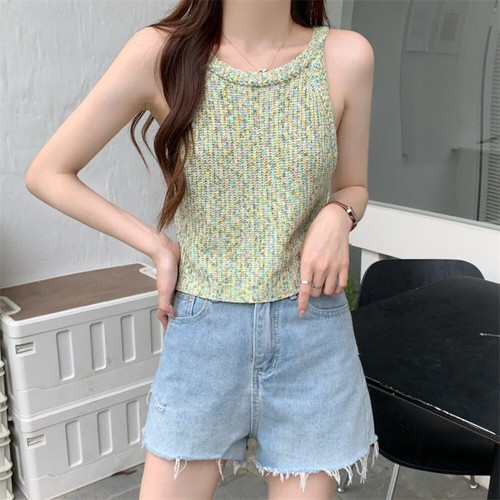 Slim Spicy Girl Sexy Vest Temperament Sleeveless Top Short Top Beach Vacation - Picture 16 of 20