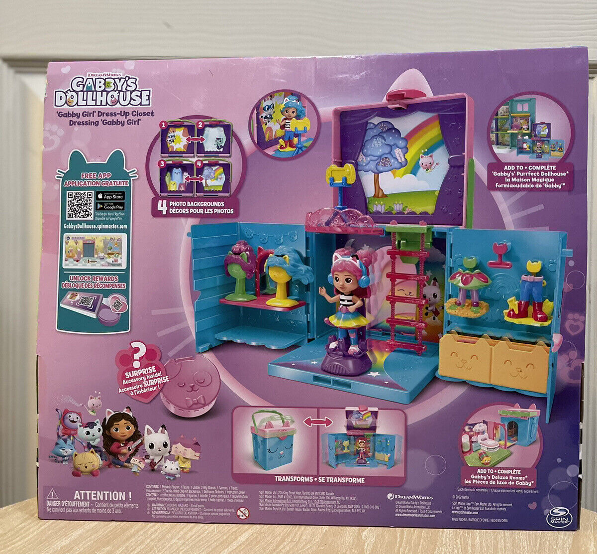 Gabby's Dollhouse Rainbow Closet Portable Playset with Gabby Doll