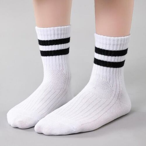 5 Pairs Girls Boys Kids Plain Cotton Breathable Mid-Calf Mesh Soft School Socks - Picture 5 of 15