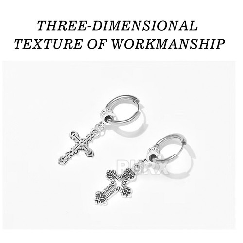 Fashion Earrings Stainless Steel Silver Cross Clip on Men Women Dangle Hoop US - Picture 5 of 11