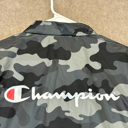 Champion Coach Stadium Jacket Men Medium Urban Gray Camo Button Up Polyester NEW - Picture 13 of 13