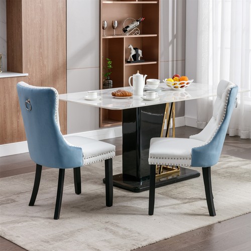 Set of 2 Dining Chair PU Leather Upholstered Kitchen Dining Chairs with Wood Leg - Picture 27 of 84