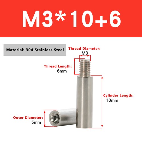 M3-M10 Connecting Pin Connector 304 Stainless Steel Extended Round Nuts Studs - Picture 14 of 116
