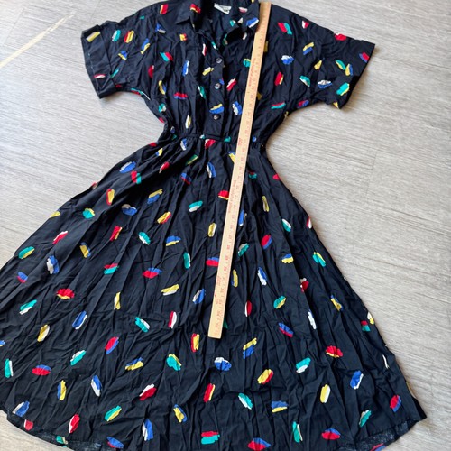 Vintage JB Too Dress Women’s 12 USA 100% Cotton Button Front Abstract Midi - Picture 6 of 6