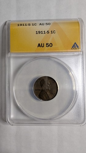 1911-S Lincoln Cent ANACS AU 50