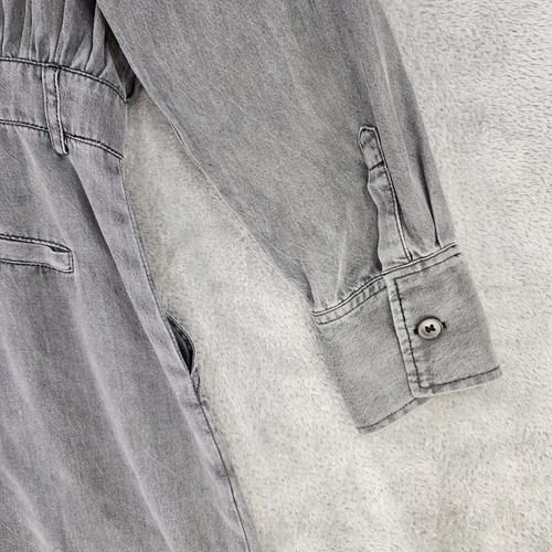 Gilli Romper Womens Medium Gray Collared Button Up Short Sleeve Preppy Casual - Picture 10 of 12