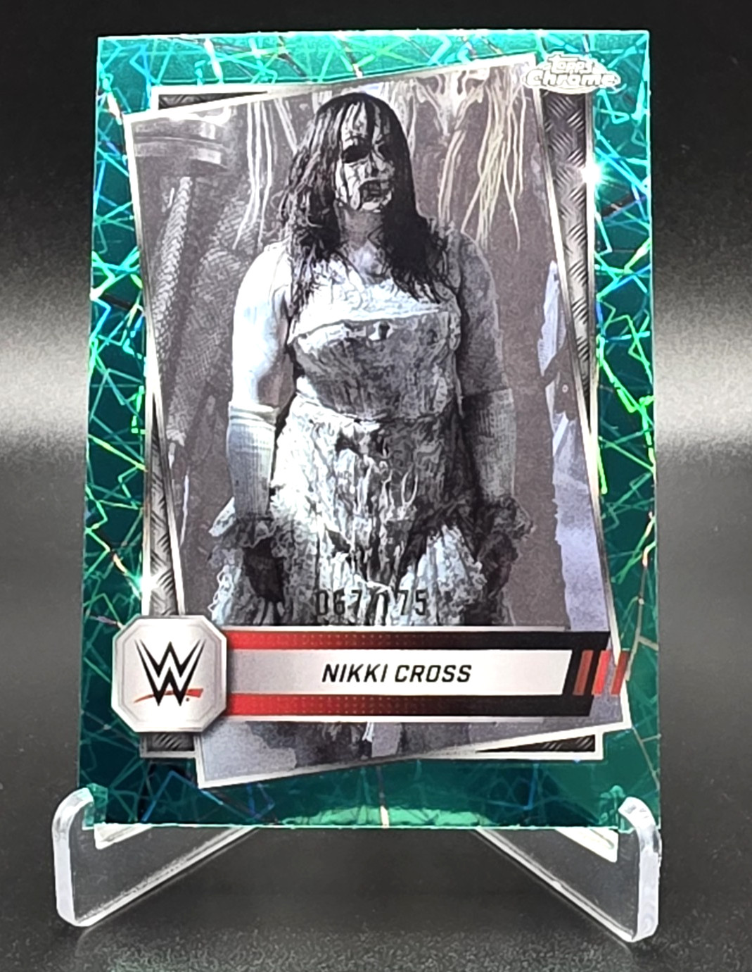 2025 WWE Topps Chrome Nikki Cross Card 75 Teal Lazer Parallel Refractor /175