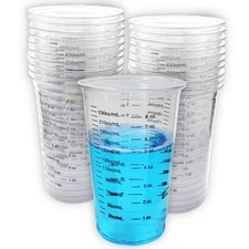 20 8oz Disposable Graduated Clear Plastic Cups for Mixing Paint, Stain, Epoxy,