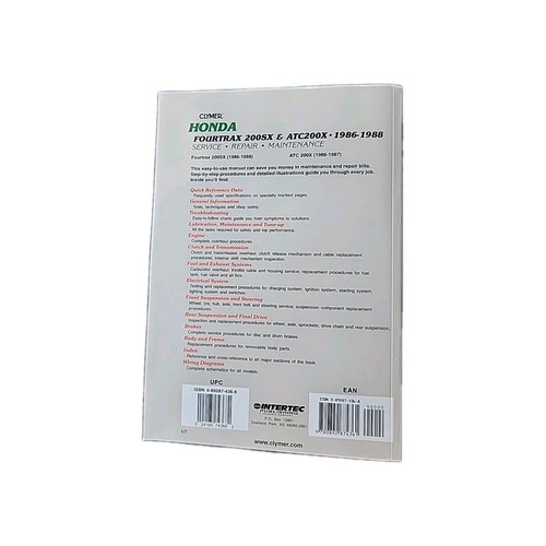 Clymer Honda Fourtrax 200SX 200X ATC Four Wheeler Service Repair Manual M347~MP - Picture 2 of 2
