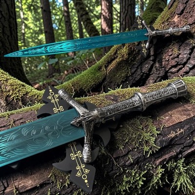 Dark Moon Greatsword Elden Ring Full Metal Sword Cosplay Blue Blade Gift Plaque