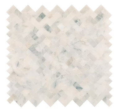 Daltile Xpress Peel 'N Stick Frost White Marble Herringbone Mosaic Tile( 10 Pcs)