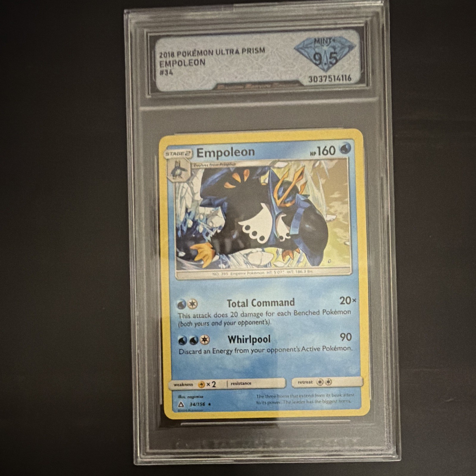 Empoleon DSG 9.5 2018 Pokémon Ultra Prism 34/156 Cracked Ice Holo English