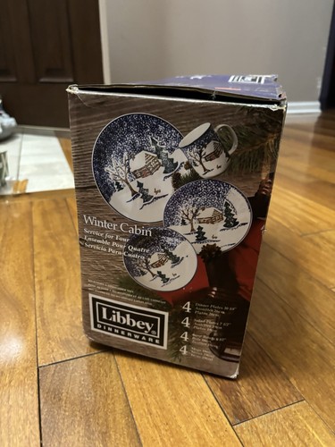 Vintage Libbey Winter Cabin 16 Pc. Dinnerware Set Complete Great Condition RARE - Picture 9 of 10