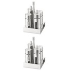  2pcs Stainless Steel Removable Seasoning Storage Containers Set Household