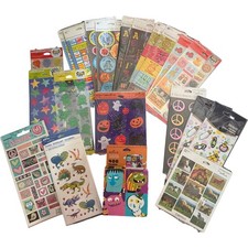 MIXED LOT OF STICKERS OVER 1500 STICKERS 21 PACKS HALLMARK STICKERONI AMSCAN