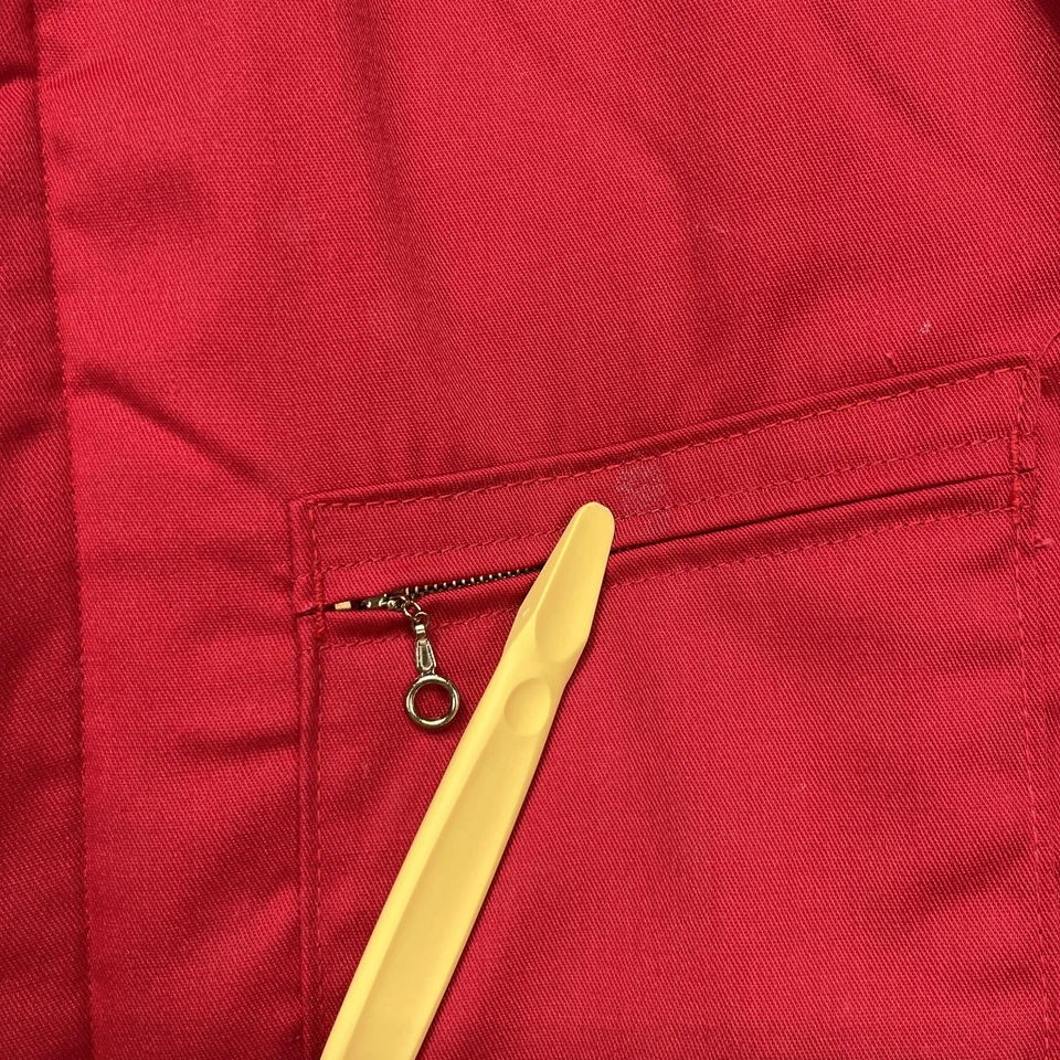 VTG Lee Outerwear Coveralls Mens Large Red Insulated Quilted Lined Zip Leg USA - Image 3 of 4