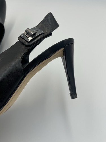 Karl Lagerfeld Paris ‘Maddie’ Black Leather Ankle Strap Heel Bootie Sleek Sz 8.5 - Picture 7 of 12