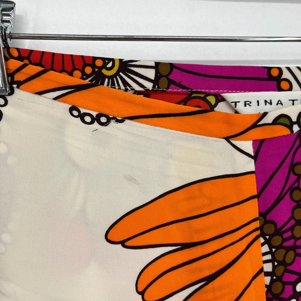 Pantalones de seda Trina Turk para mujer talla 2 multicolor floral cubierta de natación pierna ancha Foto 4 de 4