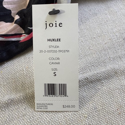 Top Joie Huxlee para mujer talla S negro floral algodón seda manga aleteada botón delantero - Imagen 9 de 11