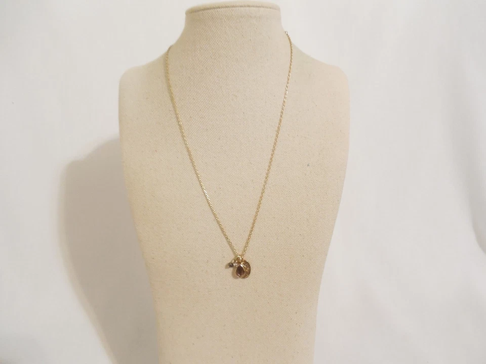 Collar Colgante Inspired Life 17" Tono Dorado Dije Púrpura C727 Foto 3 de 4