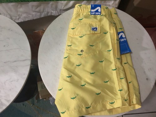 Men’s Swimwear Yellow With Green Alligators Size Small New - Picture 4 of 24