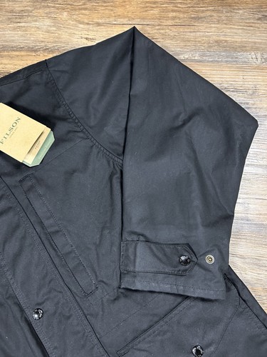 Filson Cover Cloth Mile Marker Coat Men's S Black Waxed Canvas Jacket USA Made - Picture 7 of 19