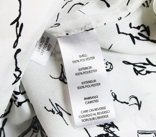 Karl Lagerfeld Damen Bluse Shirt Oberteil S Langarm Knopfleiste Logo weiß 89 $ - Bild 7 von 8