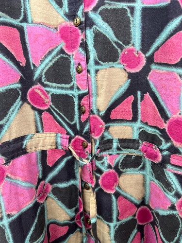 Ladies White Stuff Geometric Pattern Blue Pink Midi Shirt Summer Dress Size 18 - Picture 4 of 17