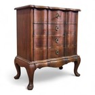 Antique Danish rustic solid wood - carved oak serpentine chest of drawers