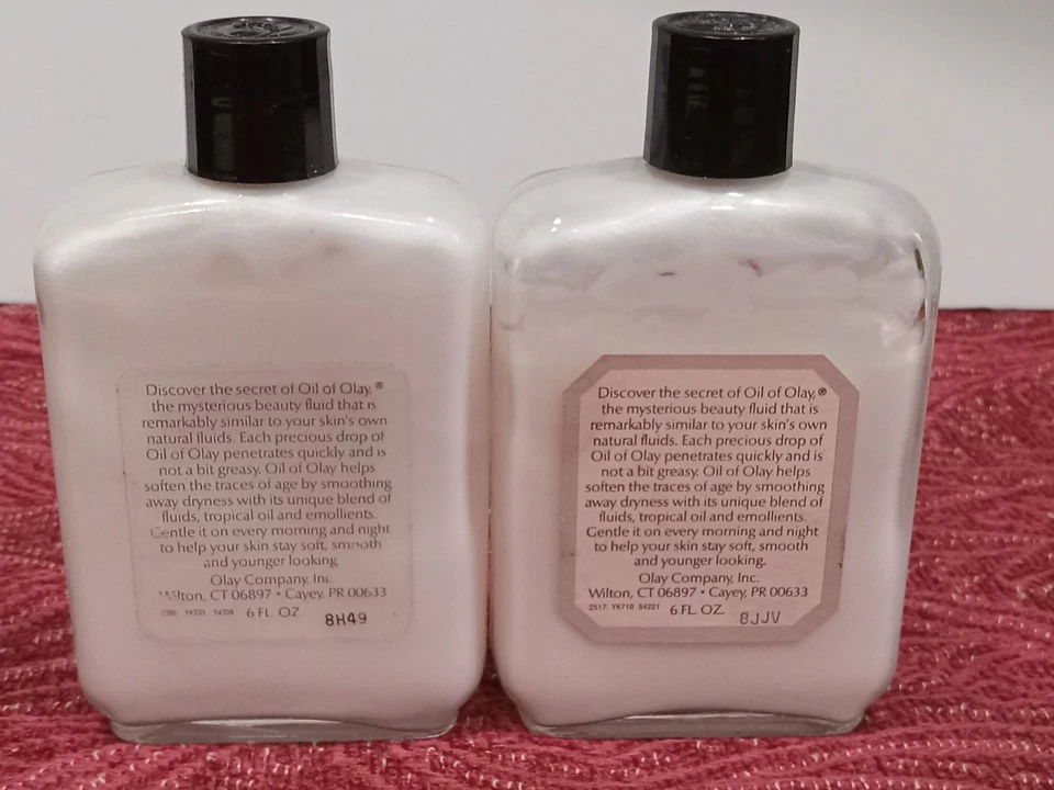 2 Oil of Olay Beauty Fluid Lotion Vintage 6 oz Glass Bottle Pink New and almost - Image 3 of 4
