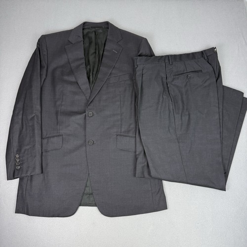 Dunhill Suit Mens 40R W34 L28 Charcoal Grey 2 Piece Super 150s Wool Italy Made
